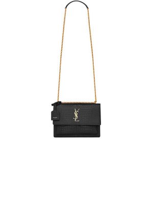 black YSL Crocodile-embossed leather SUNSET Medium