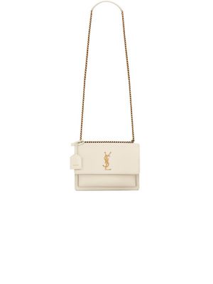 White YSL sunset medium leather shoulder bag