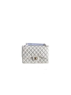 White CHANEL LARGE CLASSIC HANDBAG (Best grade)