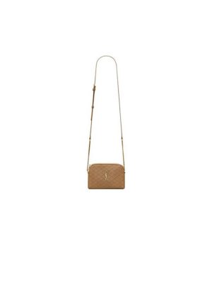 Beige YSL Gaby zipped pouch in quilted lambskin