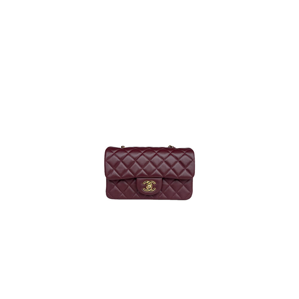 Claret Chanel Mini Flap Bag (high-end grade)